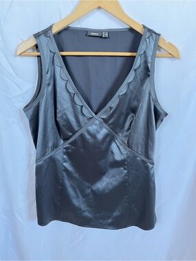 Vintage - MEXX Women's Charcoal Satin V-Neck Tank Top